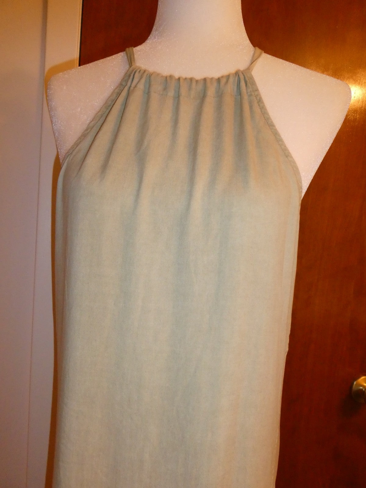 Anthropologie Cloth&Stone 100% Tencel Sage Green Midi Dress Summer Halter NWT XS