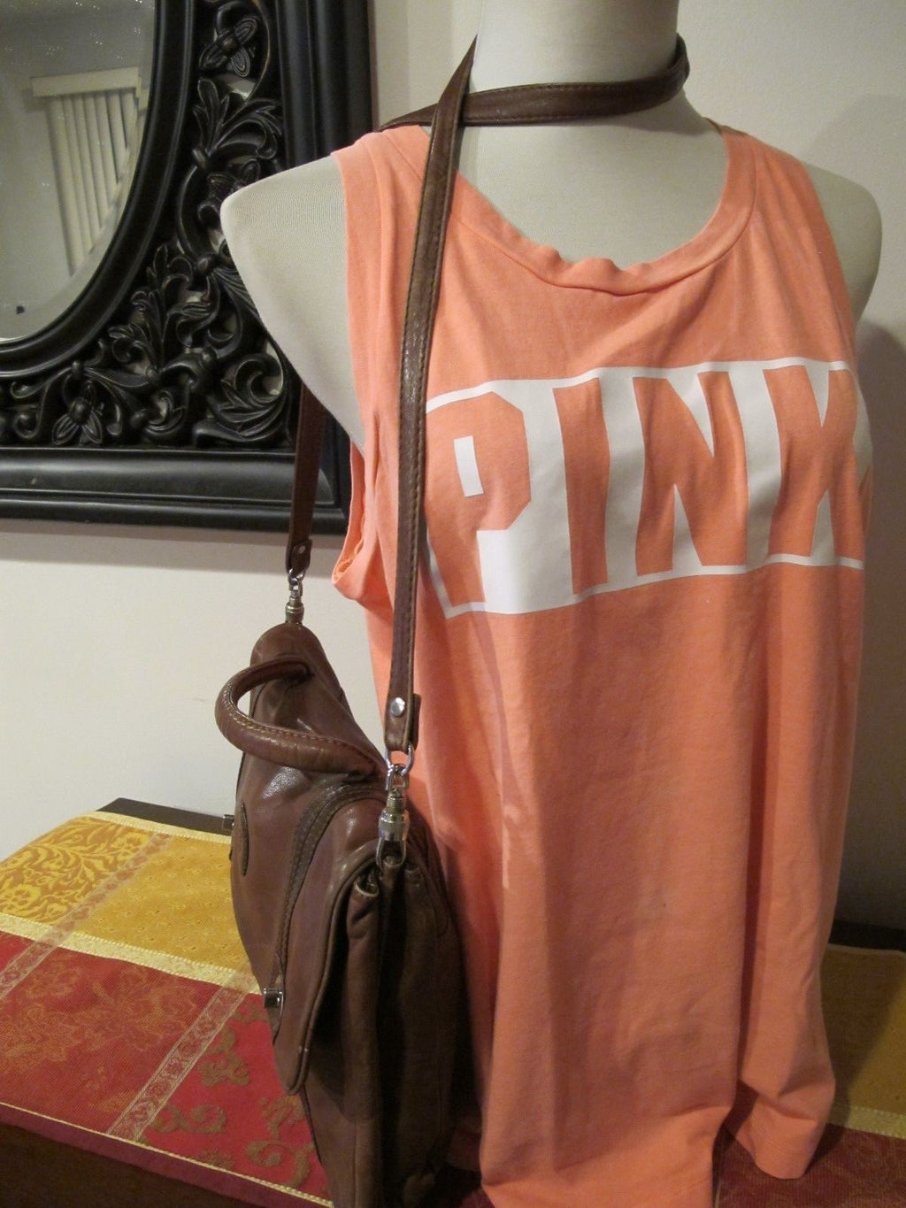 Vintage Tartana Pelletterie Women's Brown Leather Briefcase Messenger Bag 