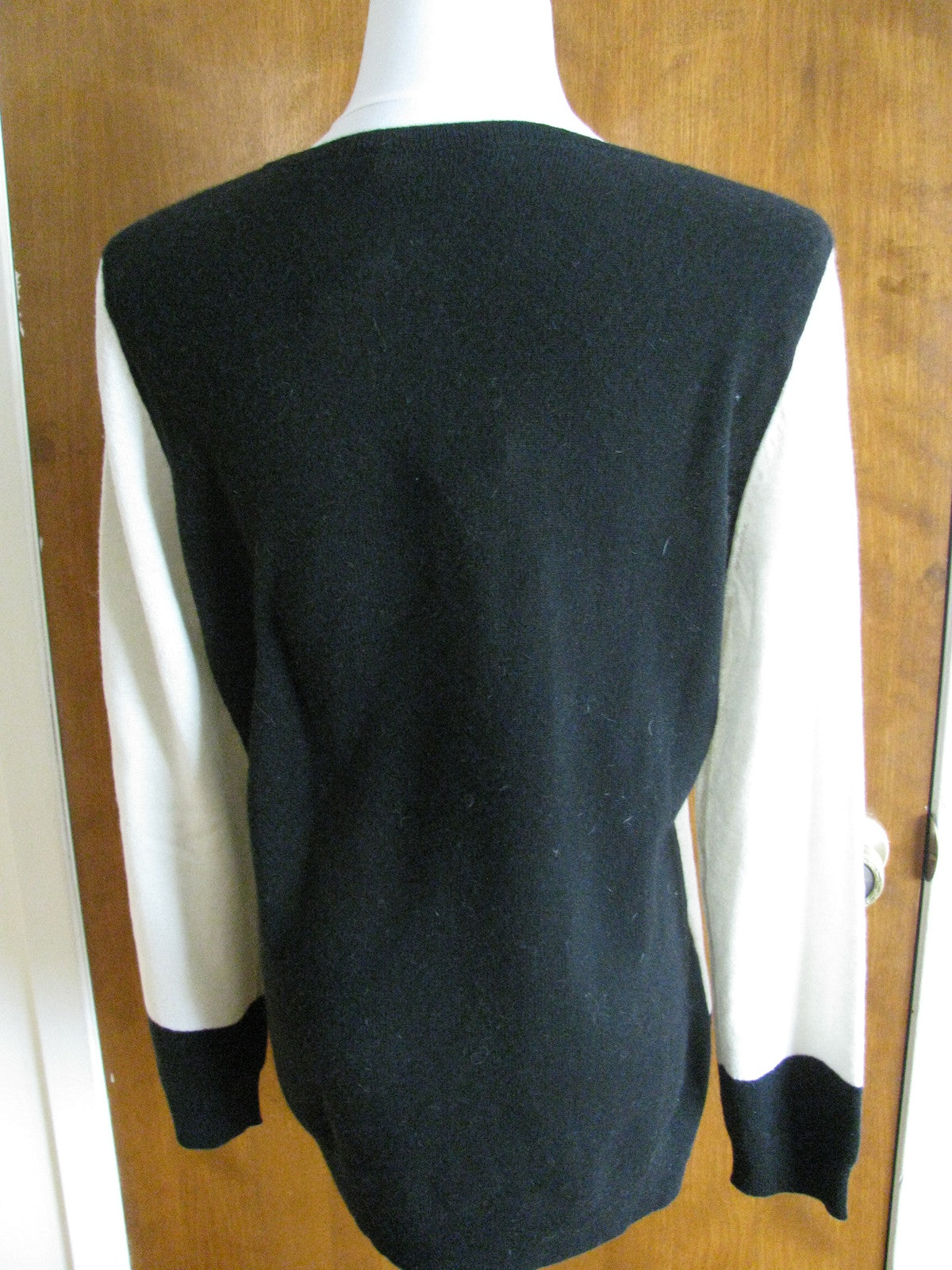 Ralph Lauren women's Cream Black cashmere sweater XLarge New