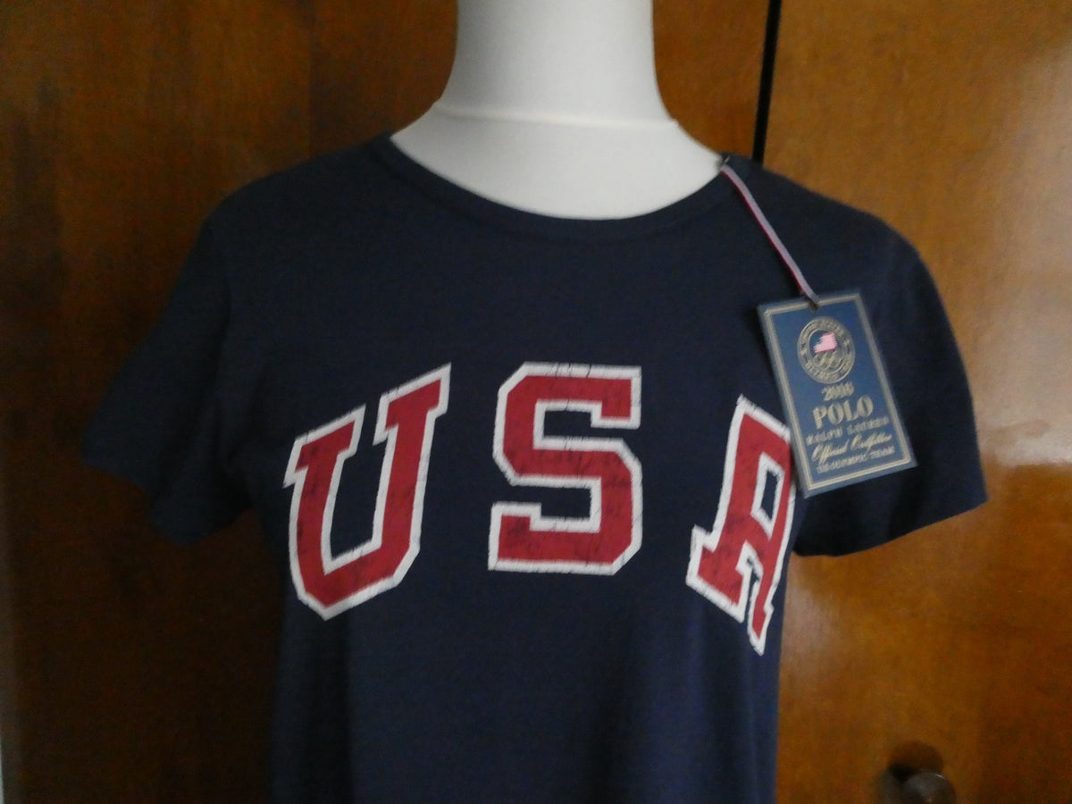 Polo Ralph Lauren 2016 Team USA Olympic Dress Women Navy Blue Cotton USA Graphic