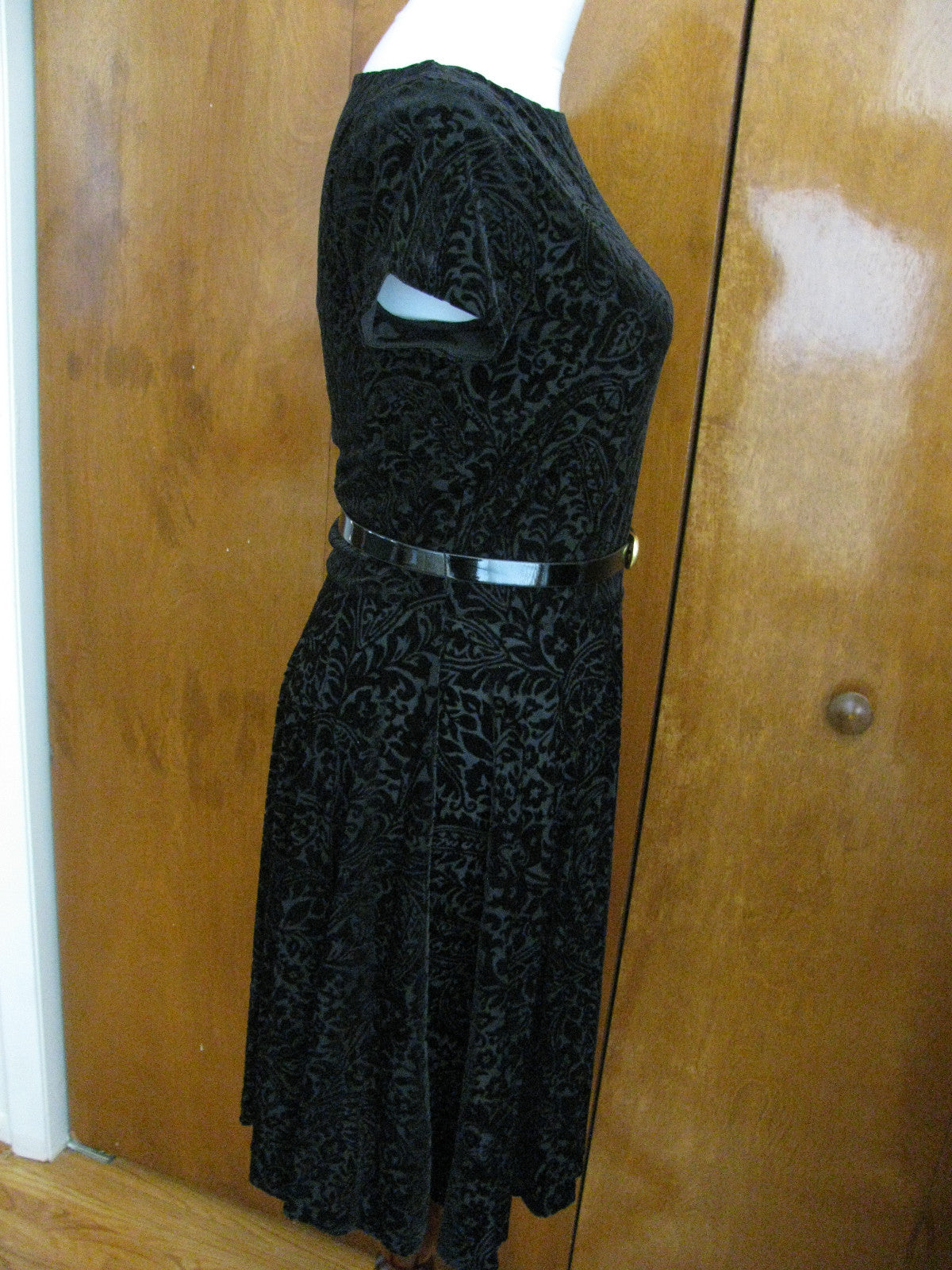 Ralph Lauren women black velour evening A-line dress  New
