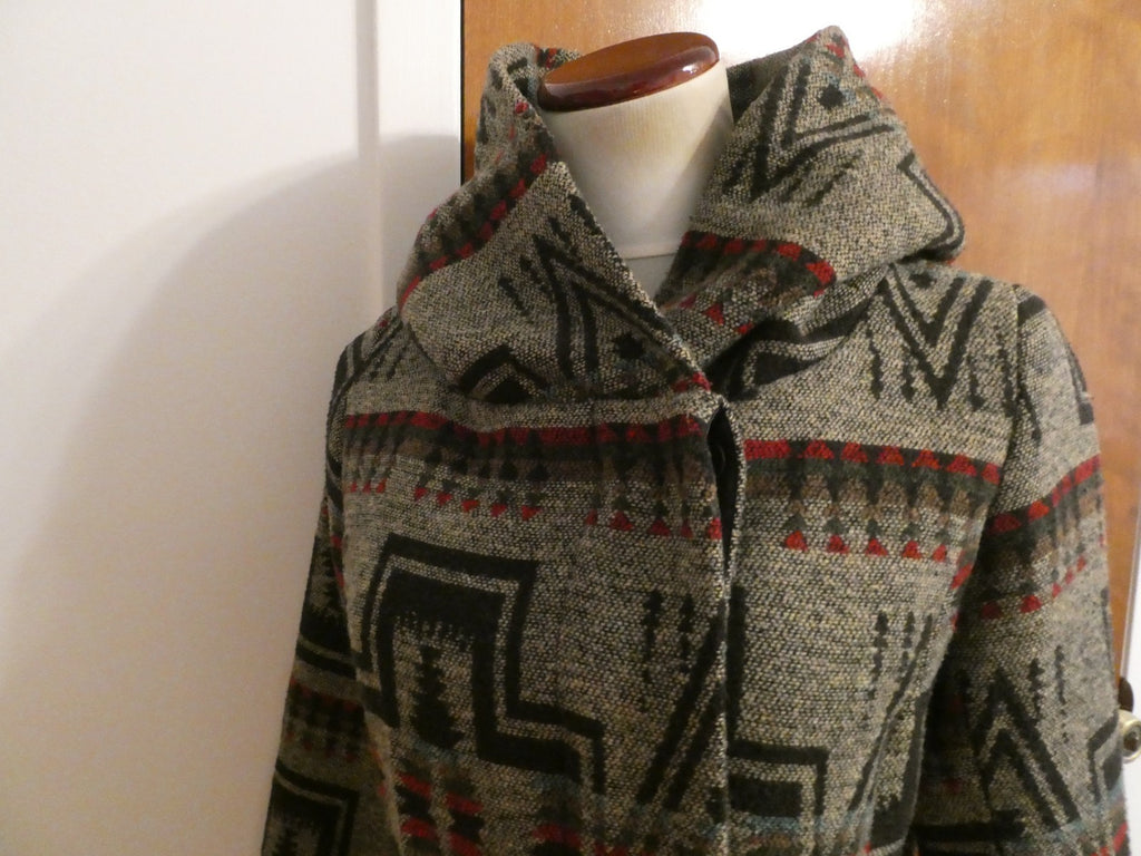 Mossimo Supply Jacket Hooded Brown Multicolor Lined Button Up Size Small