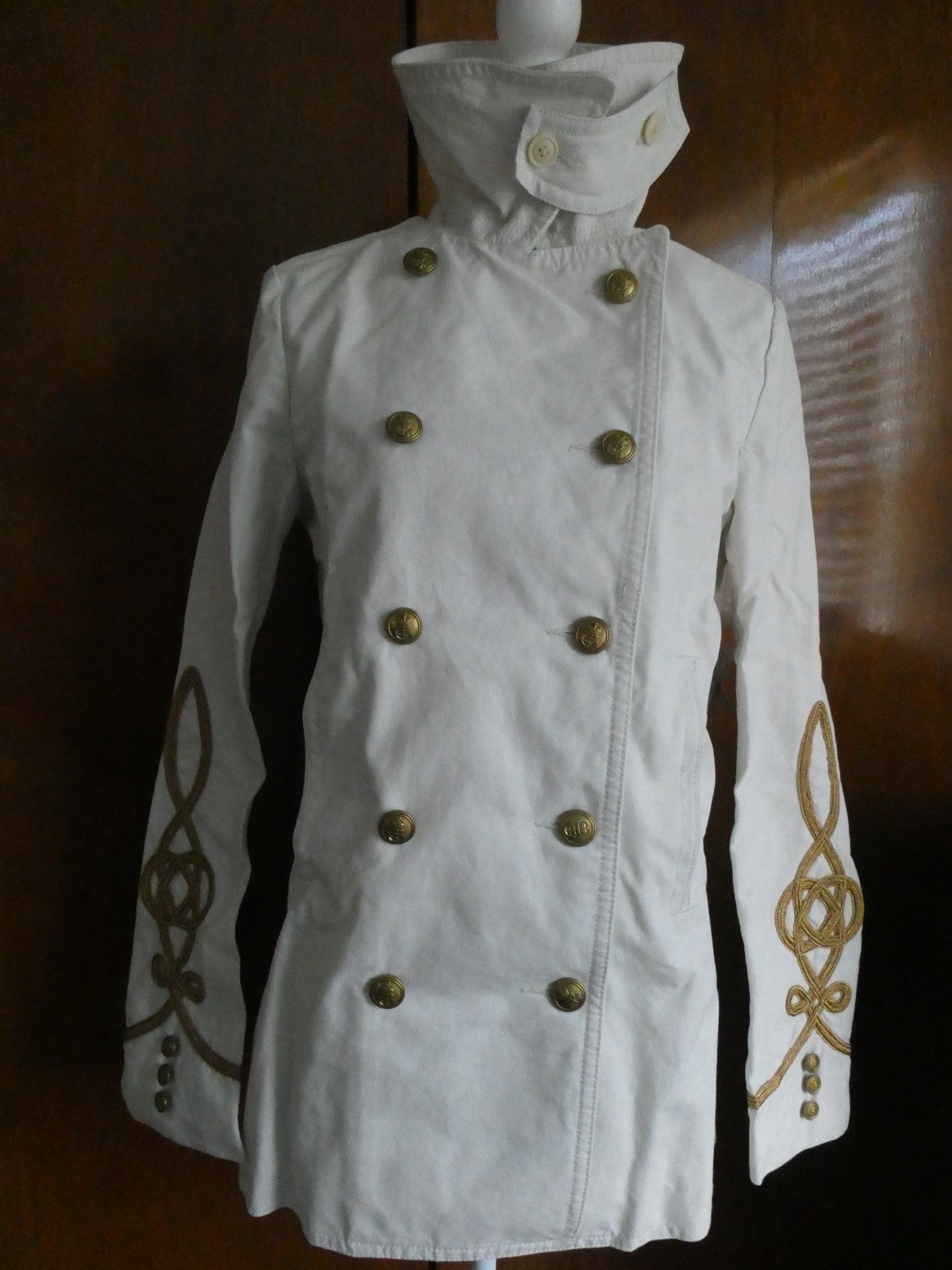 Denim&Supply Ralph Lauren Women White Military Peacoat Jacket Double Breasted
