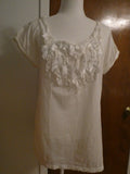 Calvin Klein Jeans Women White Embellished Ruffle Top WF11H07 Short Sleeve M