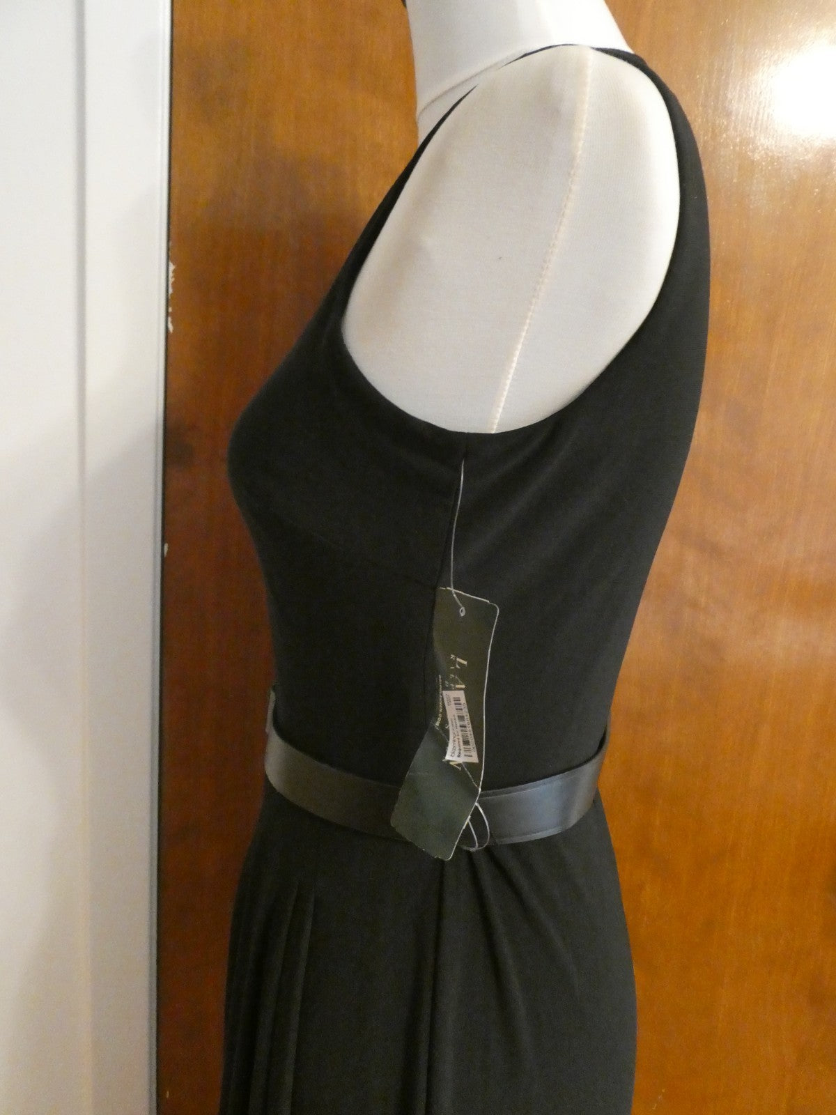 Ralph Lauren women black maxi evening dress draping at the bodice size 4