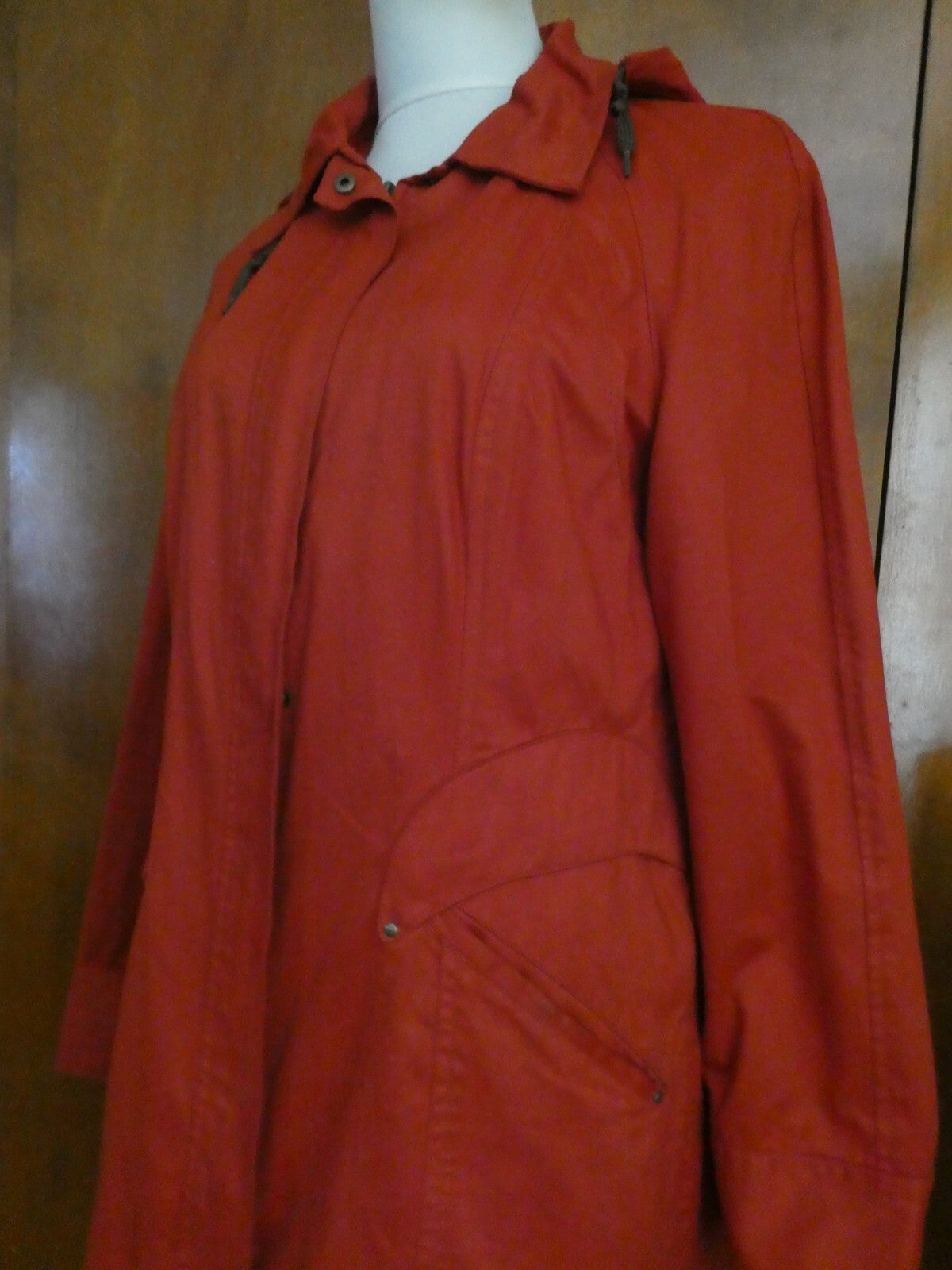 Cole Haan Burnt Orange Hooded Zip Down Zip Out Lined Pea Coat Medium