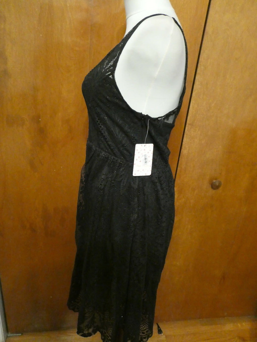 Free People women’s black evening lace crafted stylish lined dress 