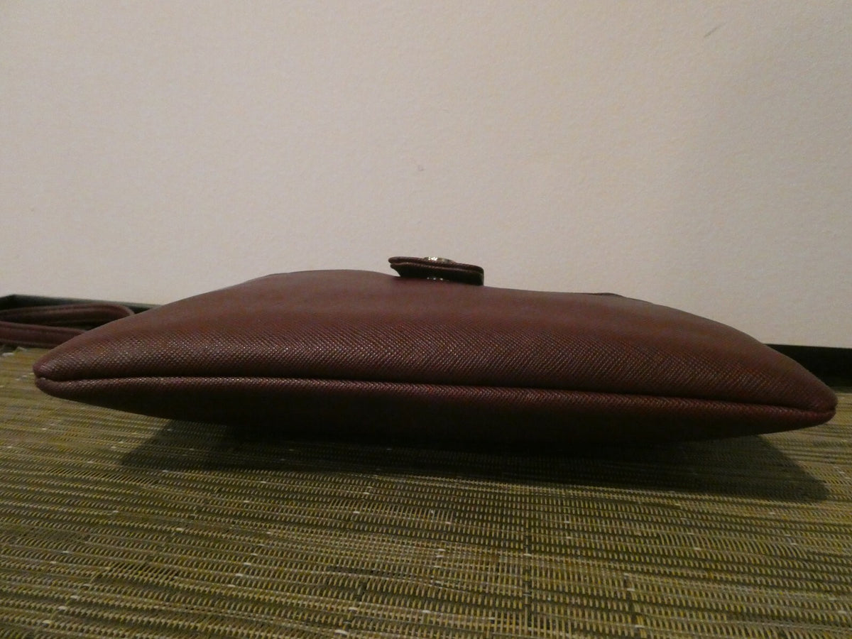 GIANI BERNINI Wristlet Purse Canvas Burgundy Pink Gold Wallet Pouch Bag