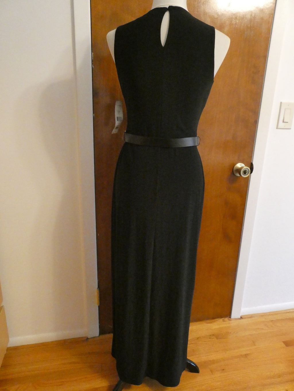 Ralph Lauren women black maxi evening dress draping at the bodice size 4