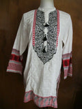 Lime Light Women’s White Embroidered  Cotton Tunic Top Or Swim Cover Large