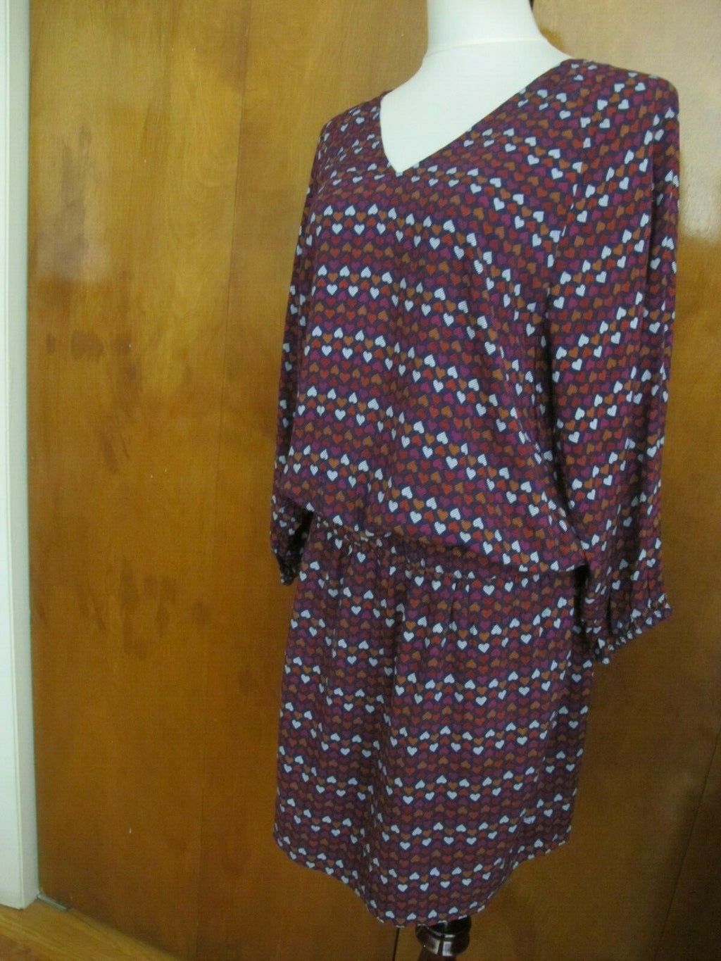 QMack women's soft viscose mufti color blue red lined dress Large 
