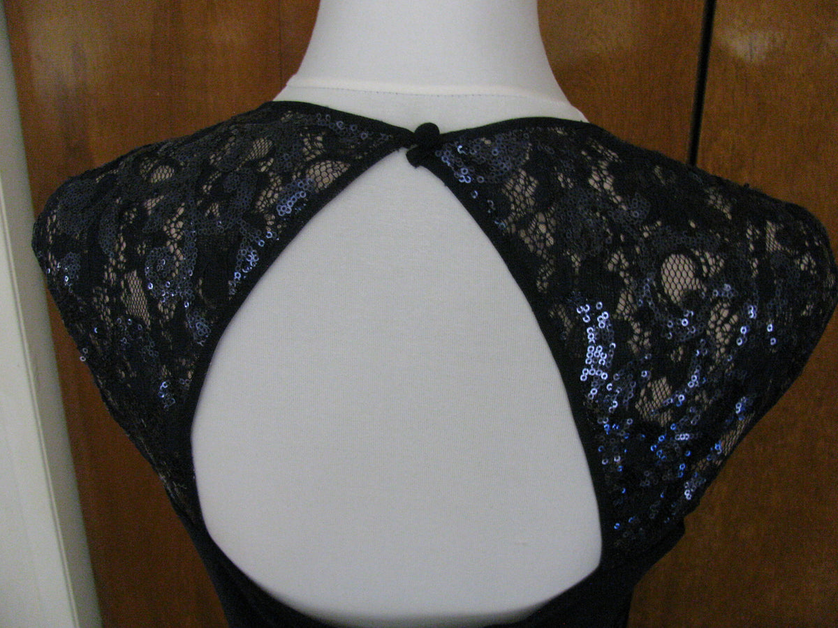 Ralph Lauren women's gown navy sequined mesh bodice NWT evening dress size 14P 