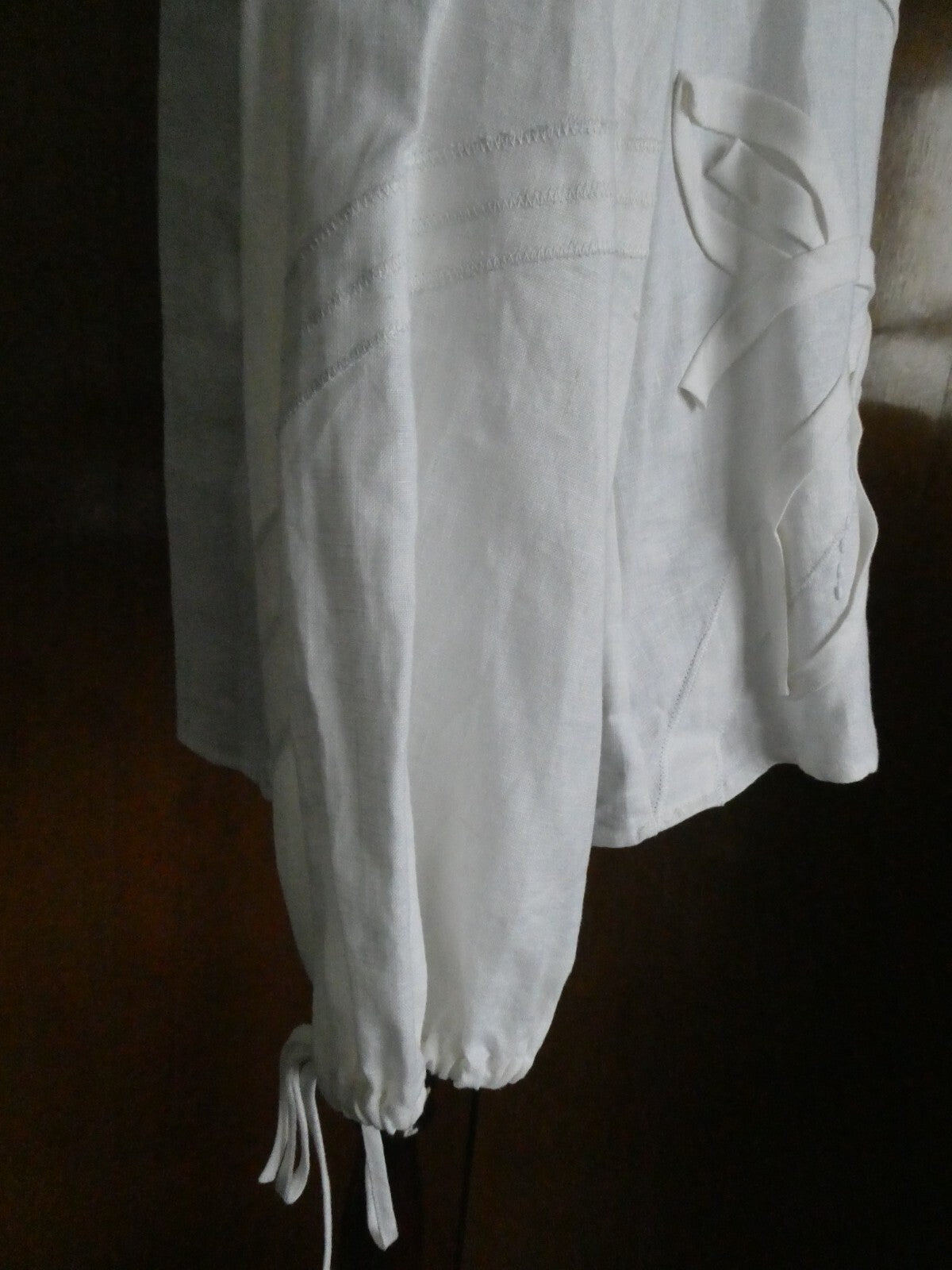 Joseph A. women's 100% linen white stylish detailed tunic top size 8