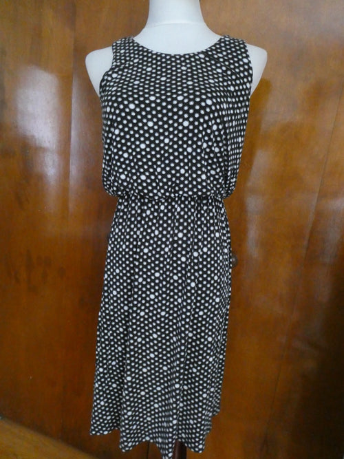 Ann Taylor Women's Black/White Rayon Dress Size Medium