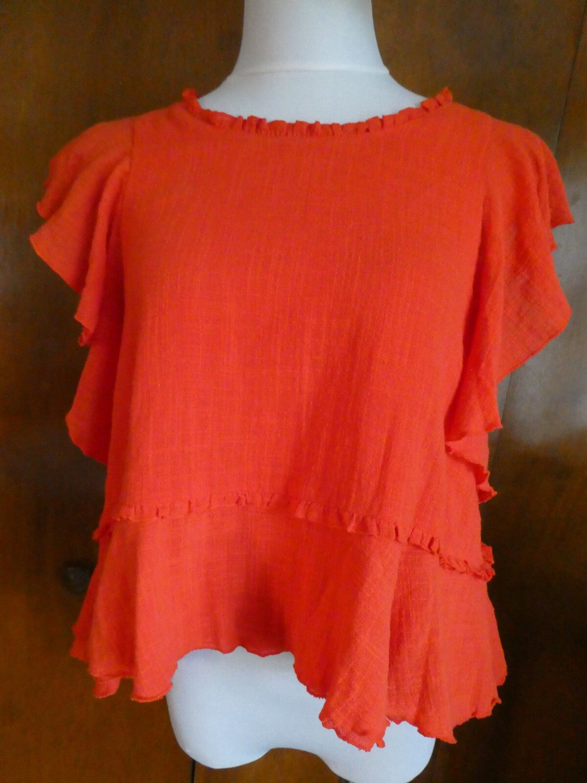 Anthropologie Maeve Red Lined Layered Top Size Medium