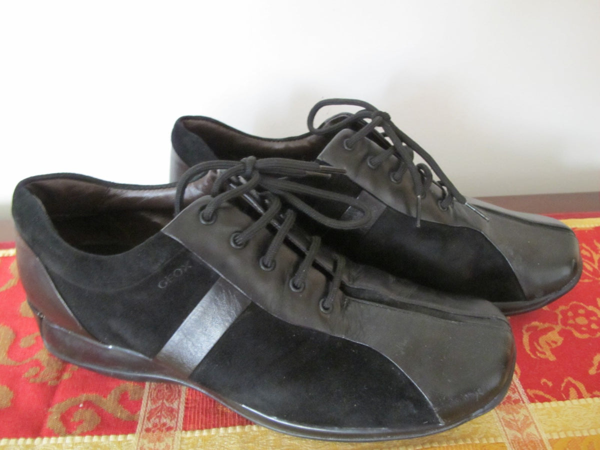 Geox Women's Black Suede Leather Sneakers Shoe Size EU 38 US 8 
