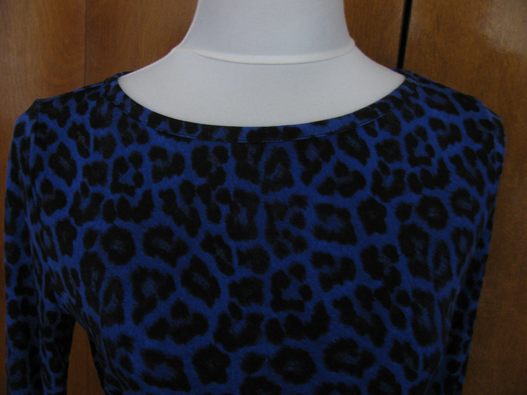 Michael Kors women’s printed dark azurite boat neckjersey shift dress New