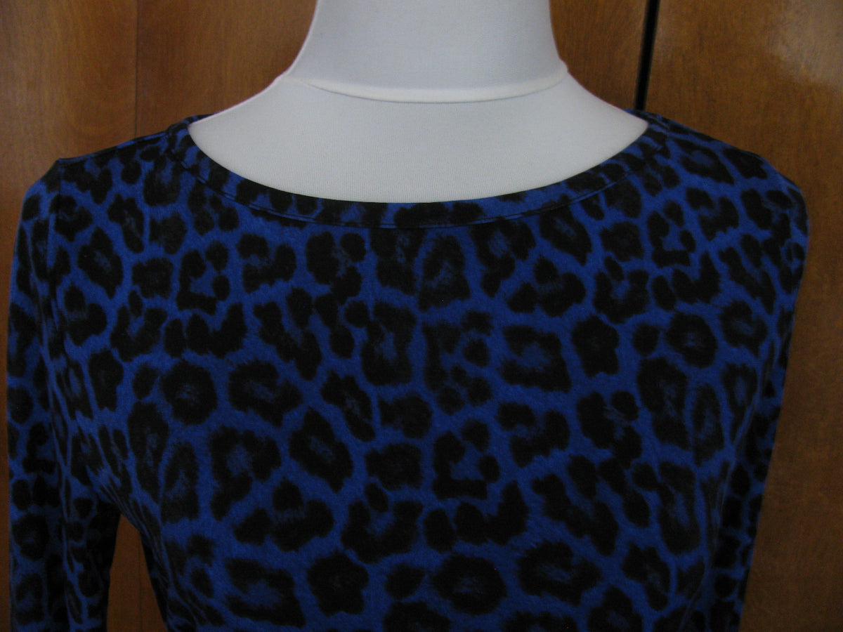 Michael Kors women’s printed dark azurite boat neckjersey shift dress New