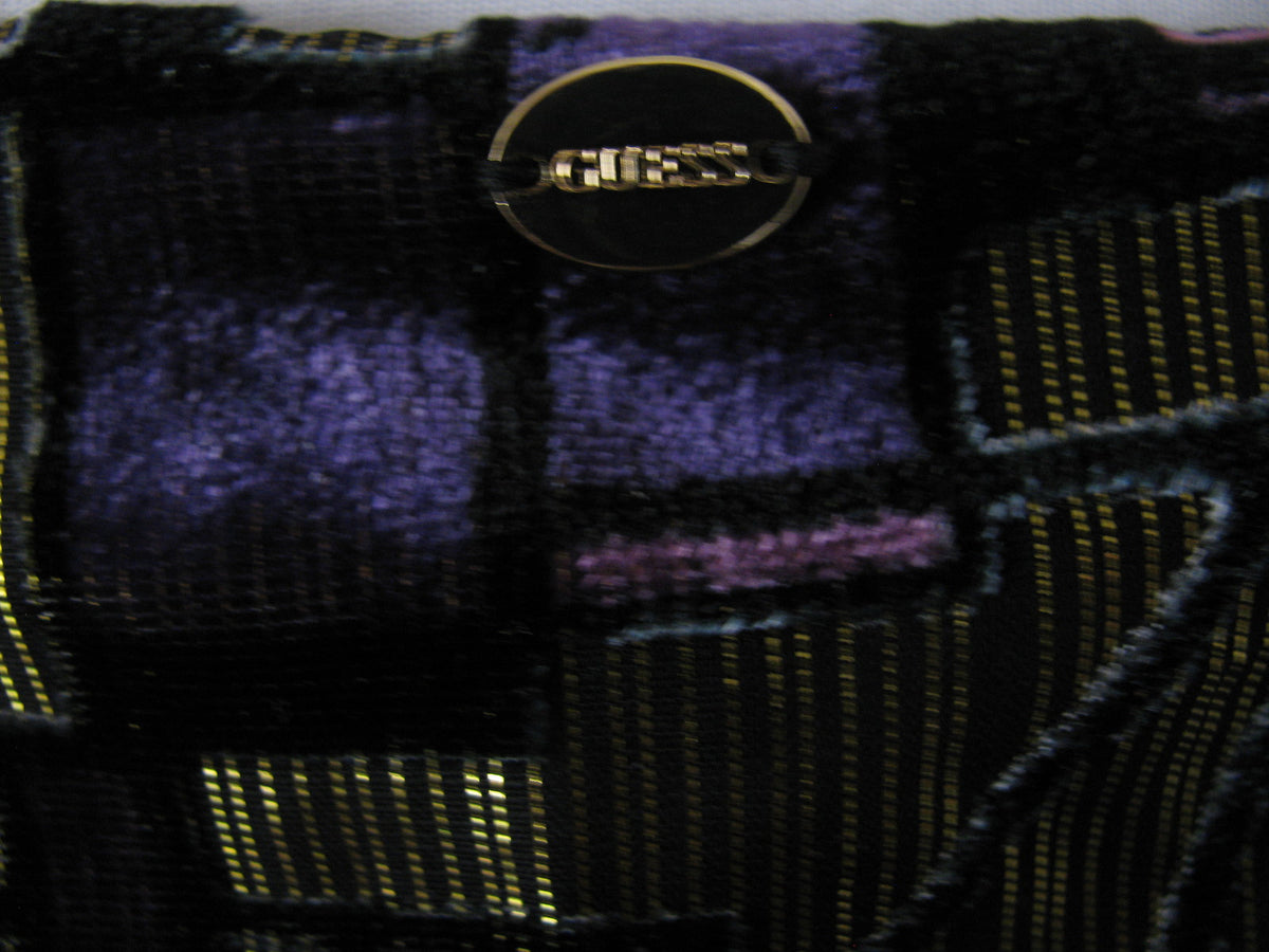 Guess women's royal amethyst multi velour evening sleeveless dress size 10 