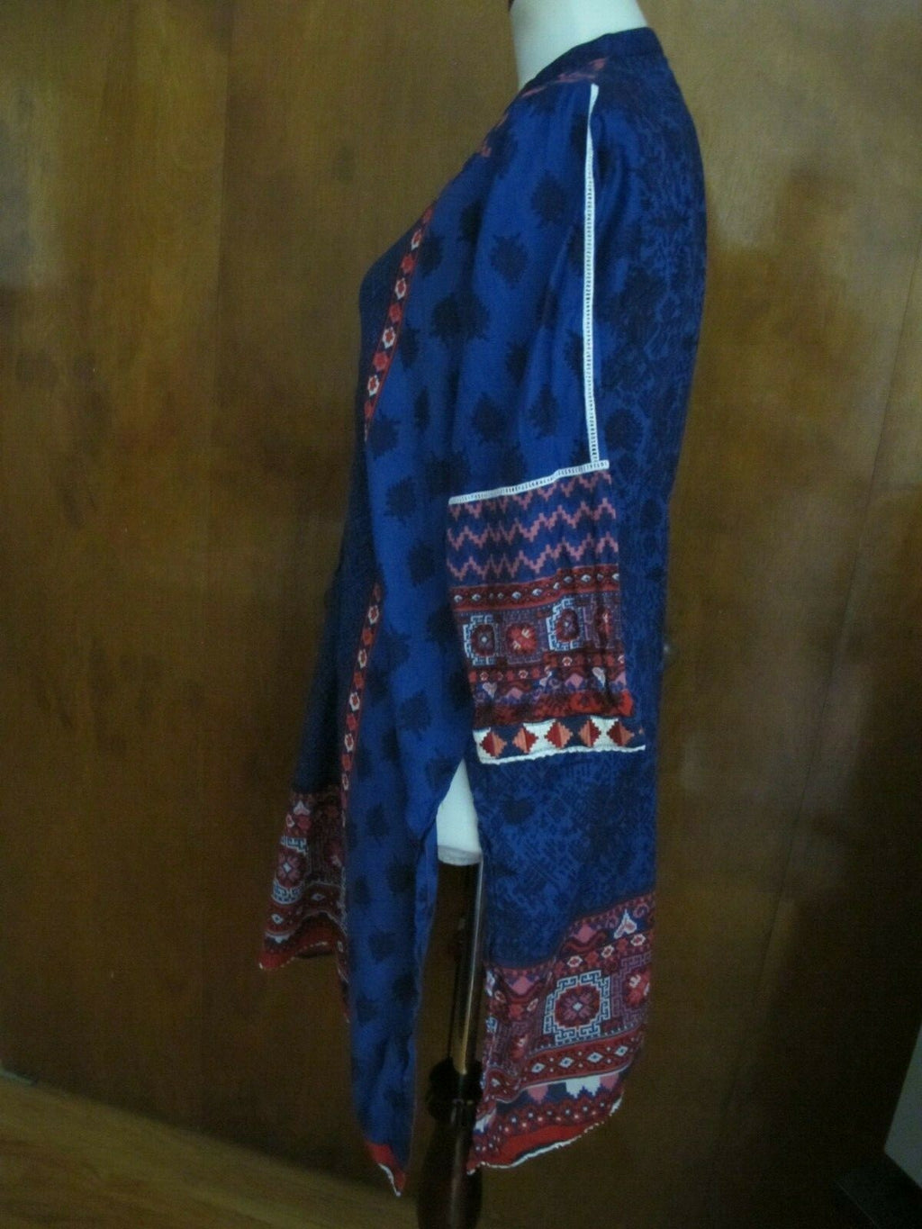 Lime Light Women’s Blue Embroidered  Cotton Tunic Top Or Swim Cover Medium