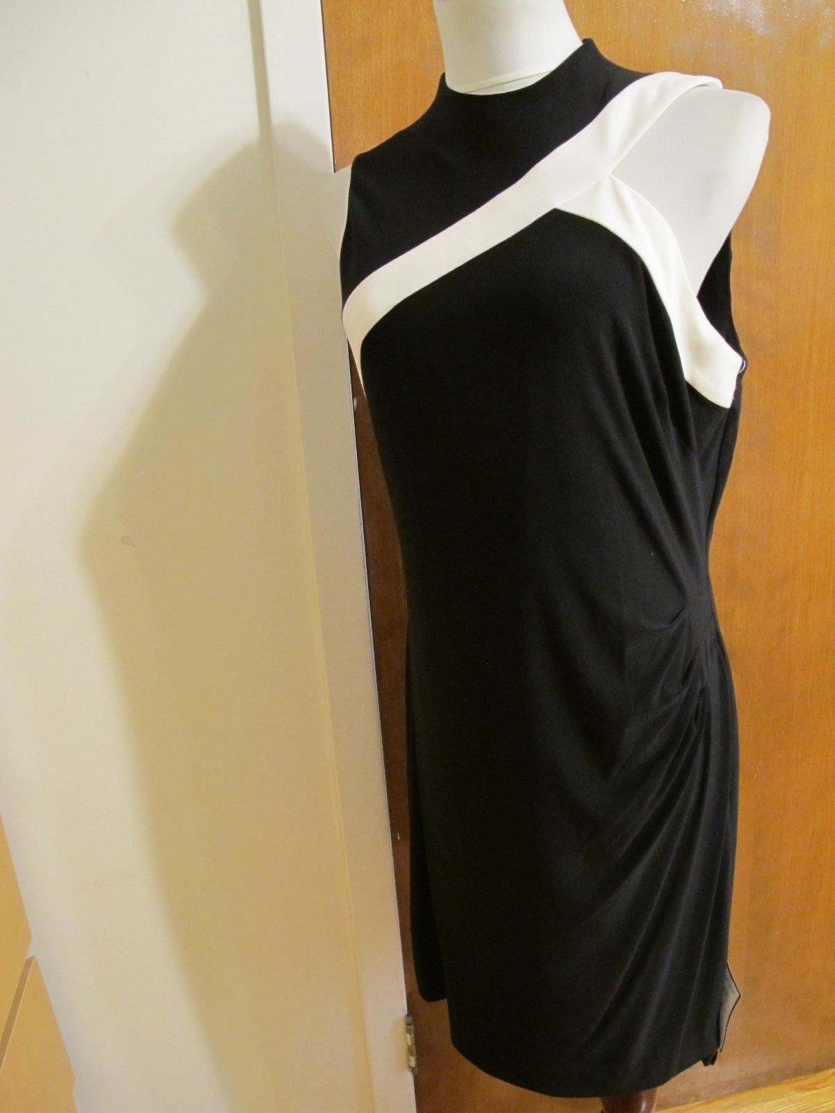 Ralph Lauren Women's Black White Evening Lined Dress 14