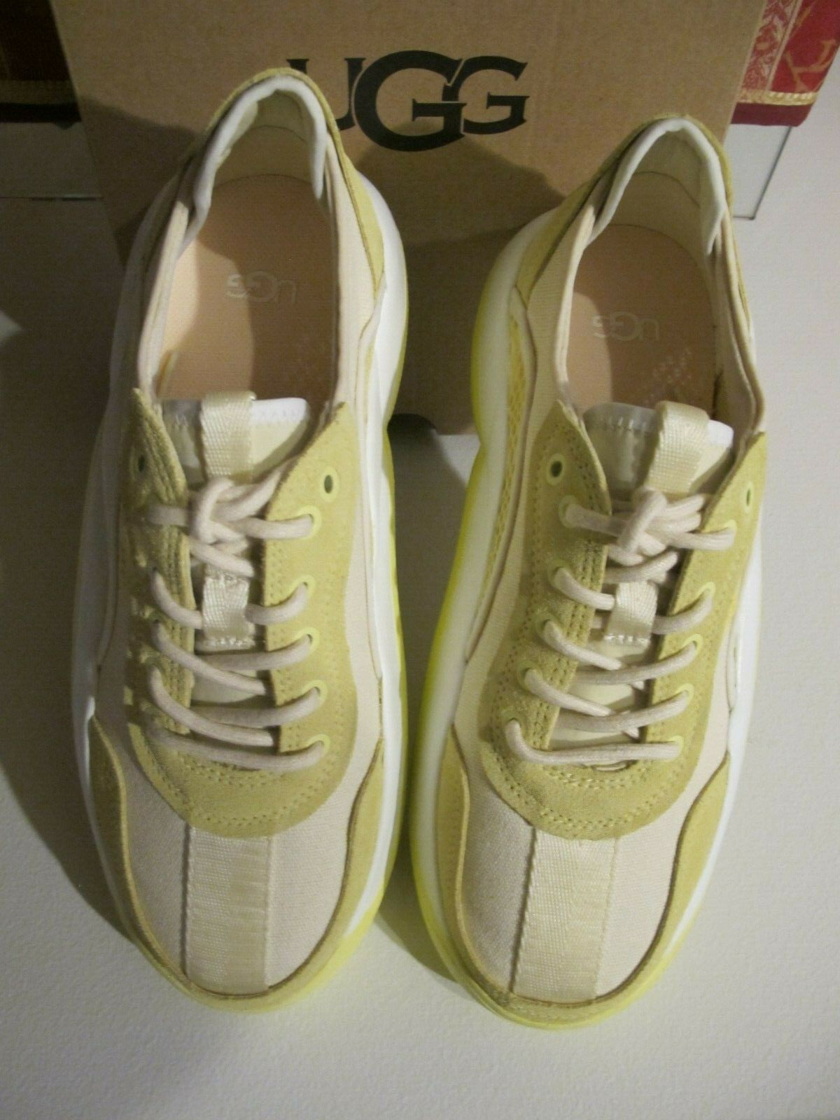 Ugg Australia La Cloud Low Women Slip On Sneaker Shoes yellow white 1107945 sz 9