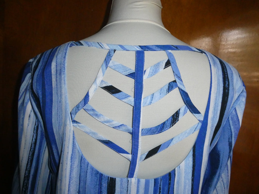 Apt. 9 Women’s Size 10 Blue Striped Shift Dress Lined Cutout Back NWT