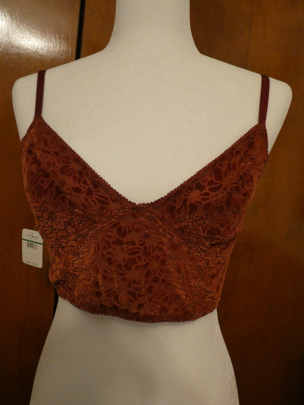 Free People Women Bralette Trust Floral Velour Adjustable Straps Bra Size Large