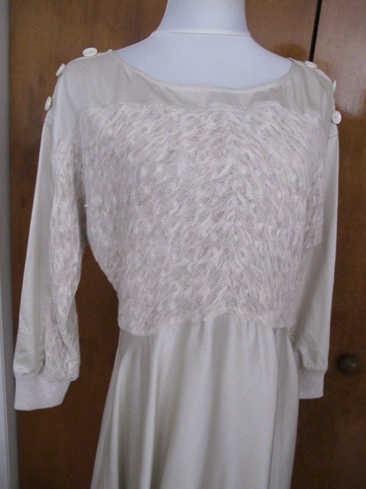  Anthropologie Women’s Beige Detailed Long Sleeves Dress  New