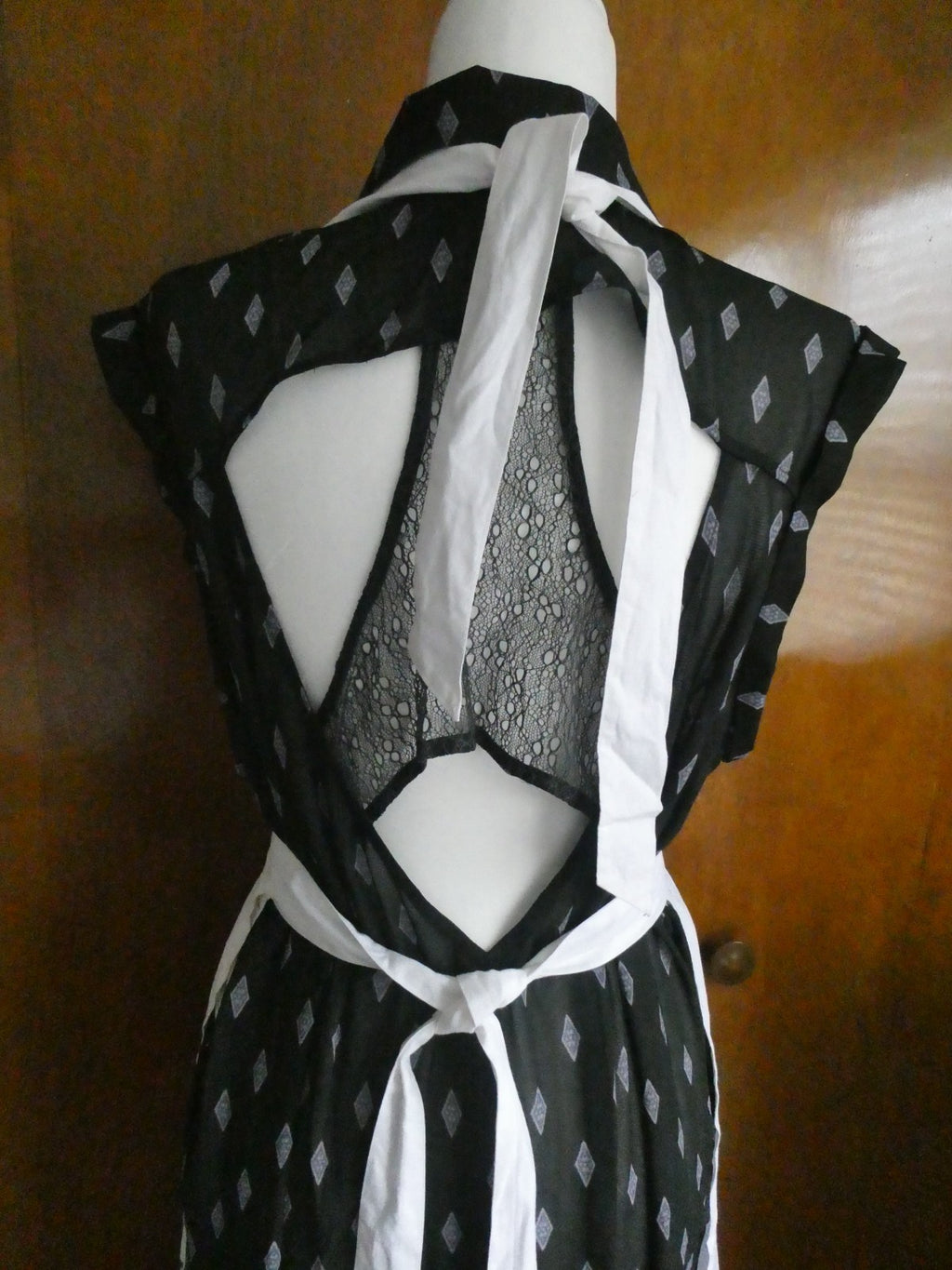 Anthropologie Apron Halter Embroidered Blue White Cotton Kitchen New One Size