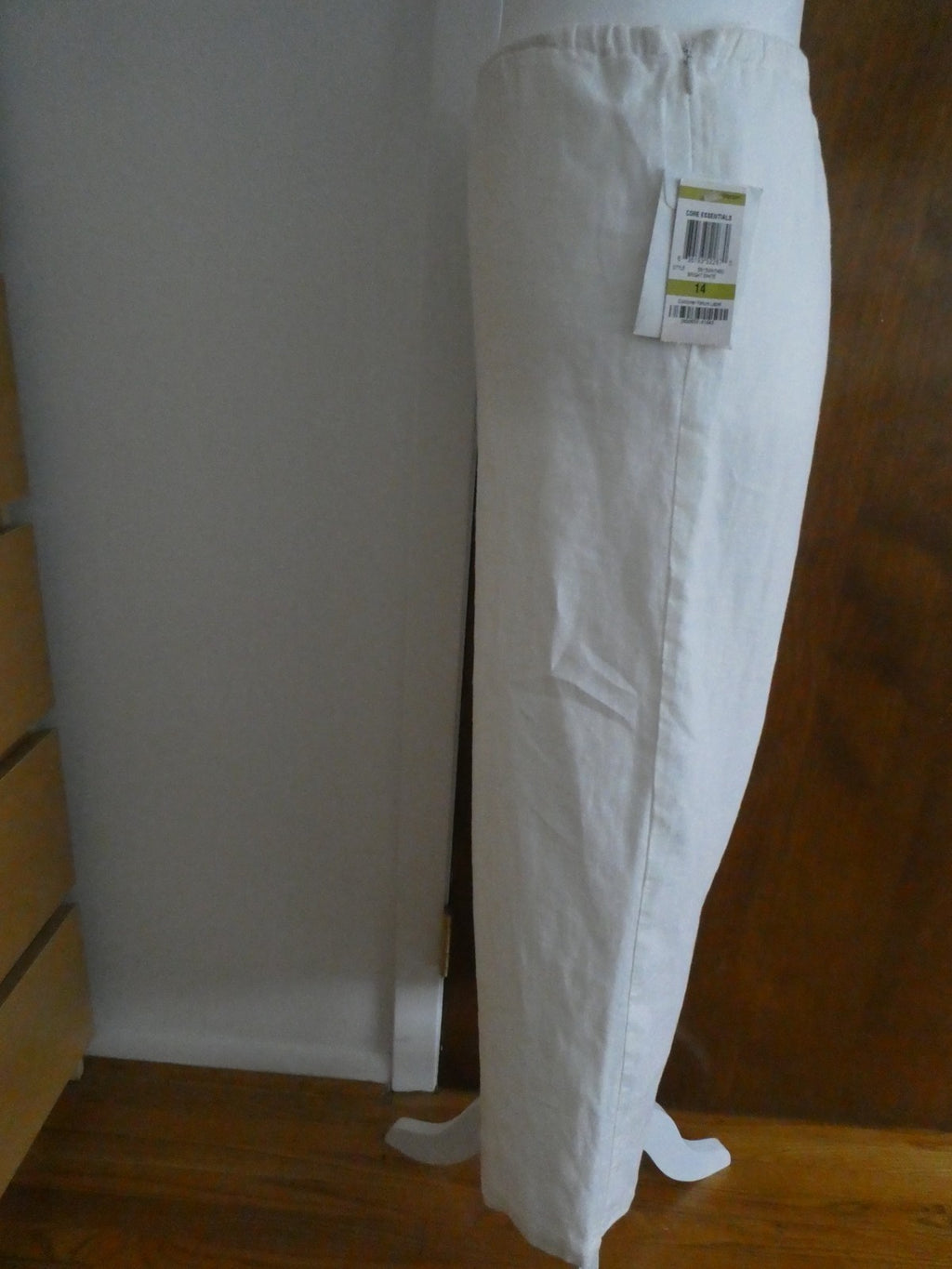 M Collection 100% Linen Pants Women Size 14 White Wide Leg Fully Lined NWT