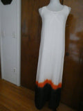 AIKO women’s beige maxi full lined dress hem orange/black bamboo/cotton Large