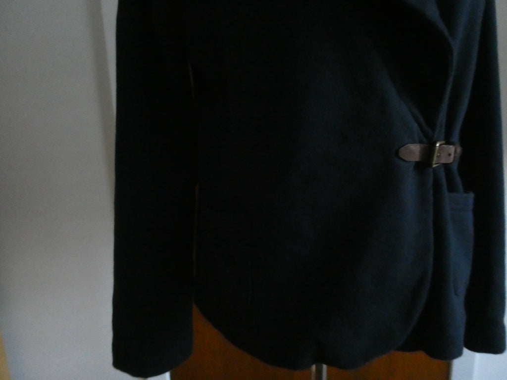 Lauren Jeans Co Black Cotton Wrap Jacket Shawl Collar Belted Women's XLarge