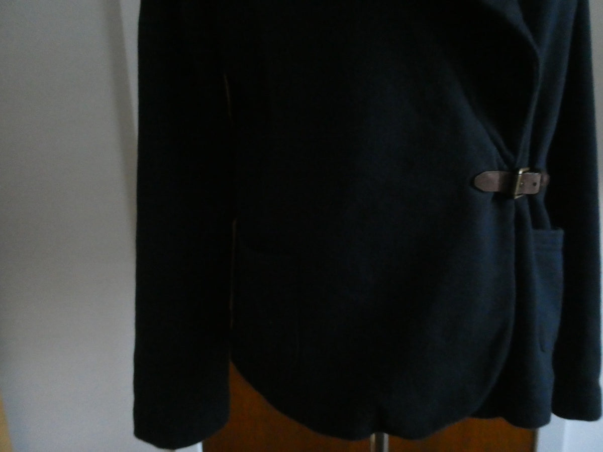 Lauren Jeans Co Black Cotton Wrap Jacket Shawl Collar Belted Women's XLarge