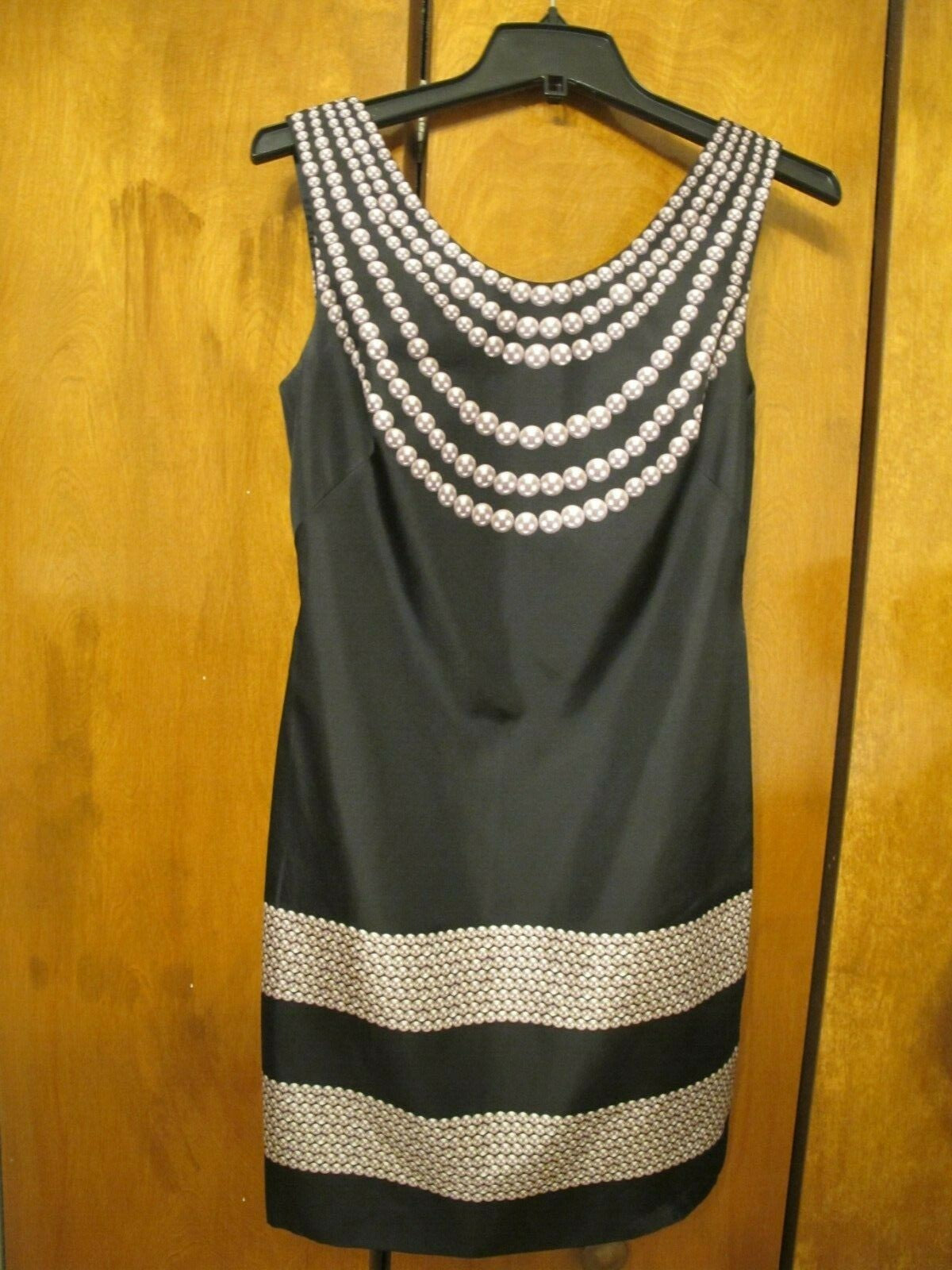 Marchesa Notte women's black beige lined 100% silk dress size 2