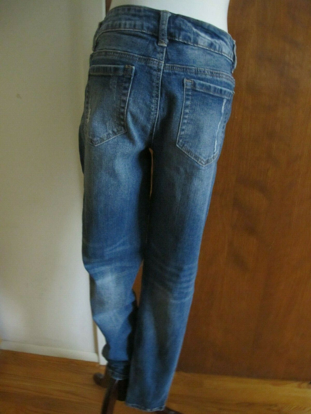 Hot Kiss Skinny Lily Juniors Distressed Patched Skinny Legging Jeans Sz 11 Blue