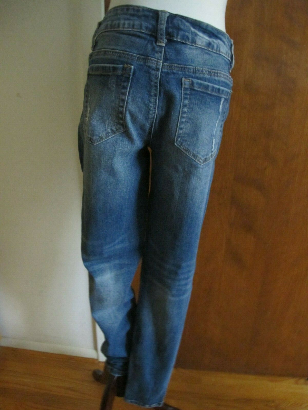 Hot Kiss Skinny Lily Juniors Distressed Patched Skinny Legging Jeans Sz 11 Blue