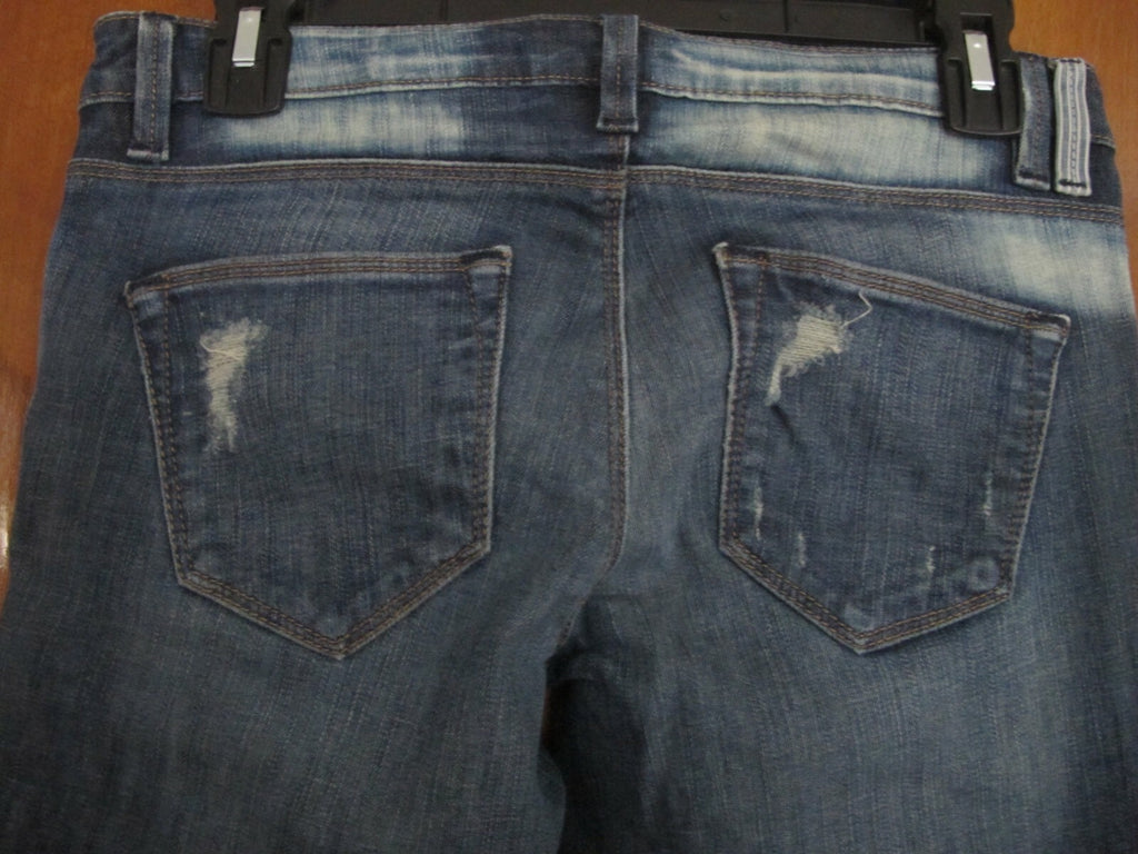 Free People Artisan De Luxe Patched Skinny Women's Jeans size 24 Blue Distressed