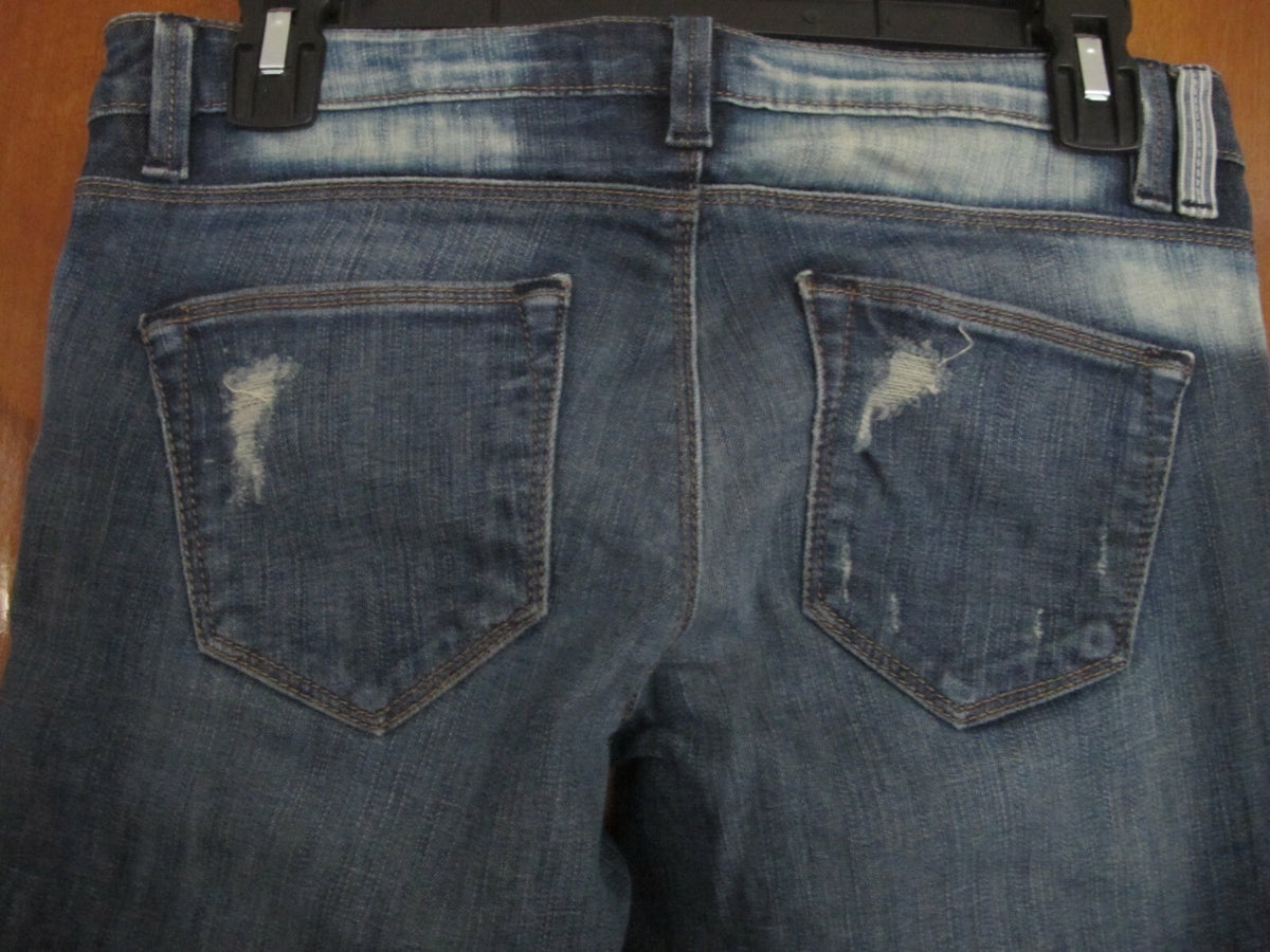 Free People Artisan De Luxe Patched Skinny Women's Jeans size 24 Blue Distressed
