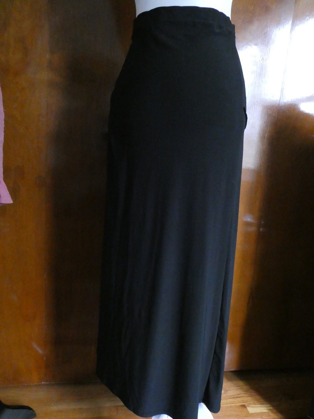 Carole Little Women Black Maxi Skirt Medium Stretch Asymmetrical Hem Pull On