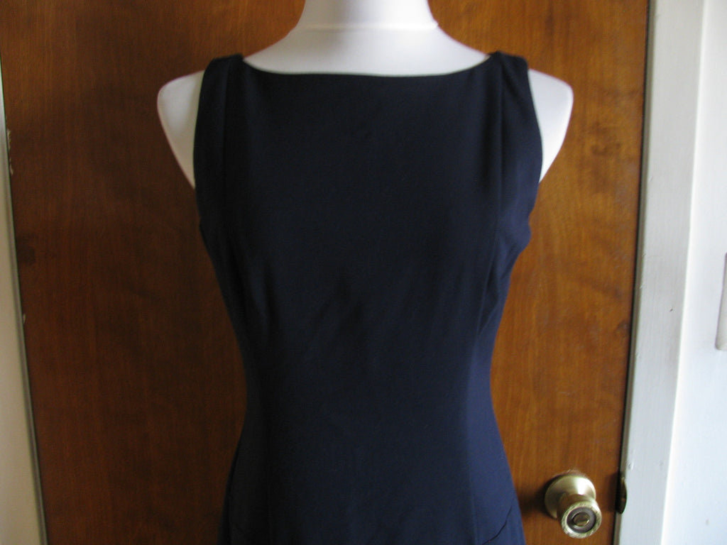 Ralph Lauren women's navy black leather insert dress 6P new