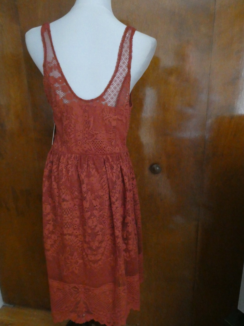 Free People women’s terracotta stylish lace crafted lined evening dress 12