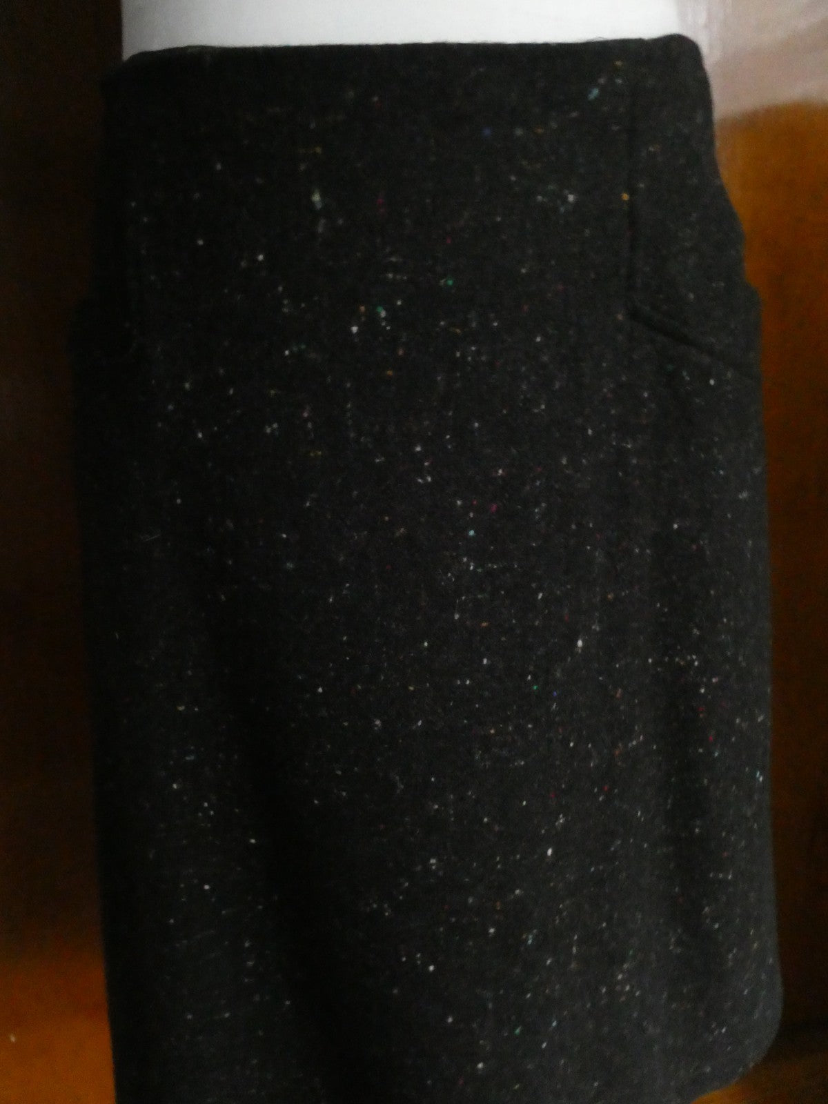 Theory Women Anorel Black Multi Virgin Wool Detailed Size 12 Skirt $265