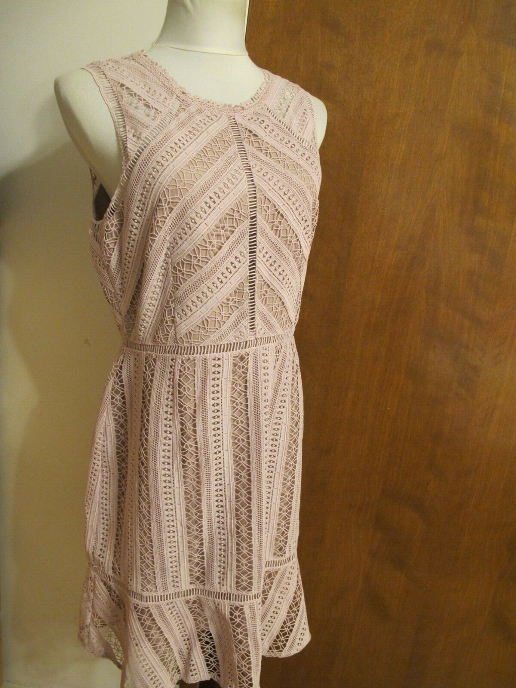 Anthropologie HD In Paris Crotchet Gardenia Lace Column Dress Mauve  XL (Fits L)