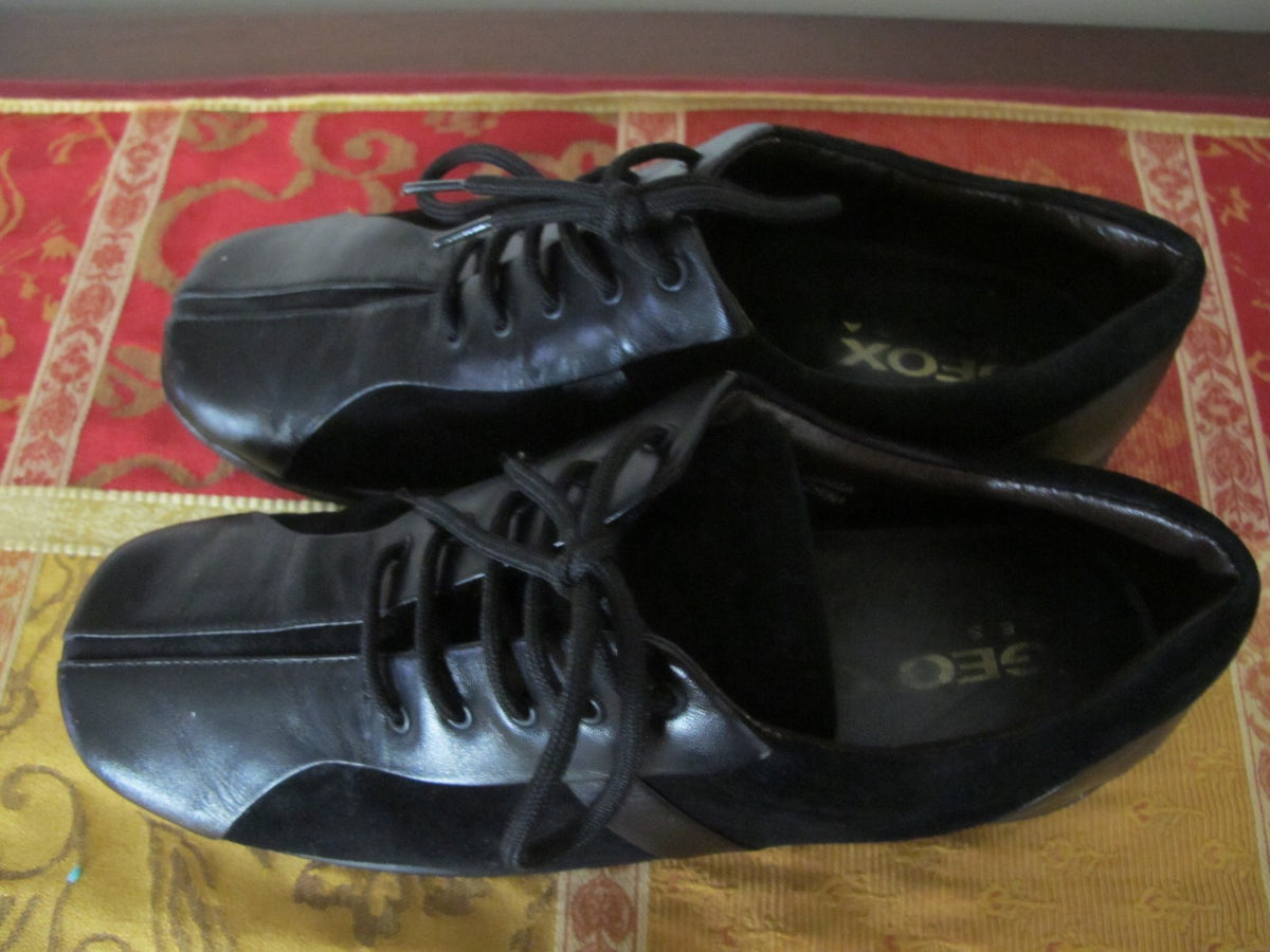 Geox Women's Black Suede Leather Sneakers Shoe Size EU 38 US 8 
