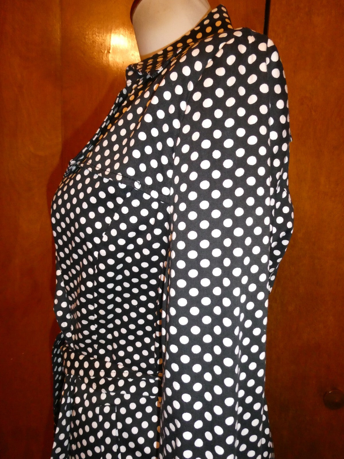 Vertigo Paris Black & White Polka Dot Jacket Trench Coat, Button Up, Medium