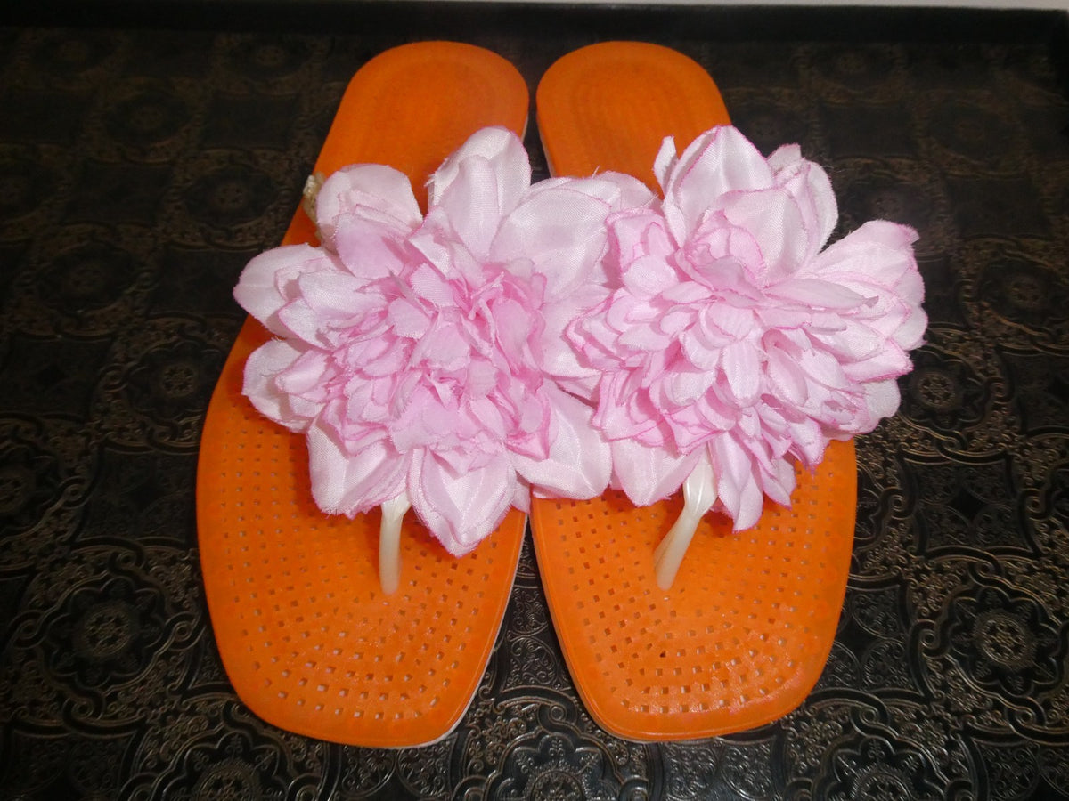 Kate Spade Pink Flowers Beach Pool Jelly Flip Flops Size 7 Made in Italy