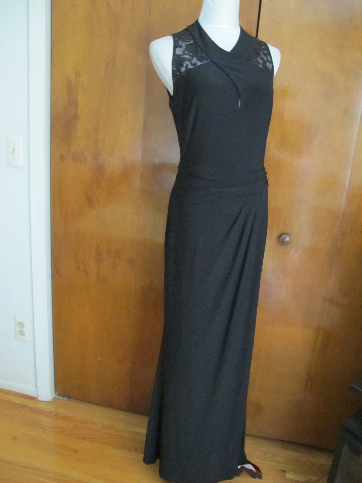 Lauren Ralph Lauren Women’s Black Evening Maxi Sequined Mesh Dress New