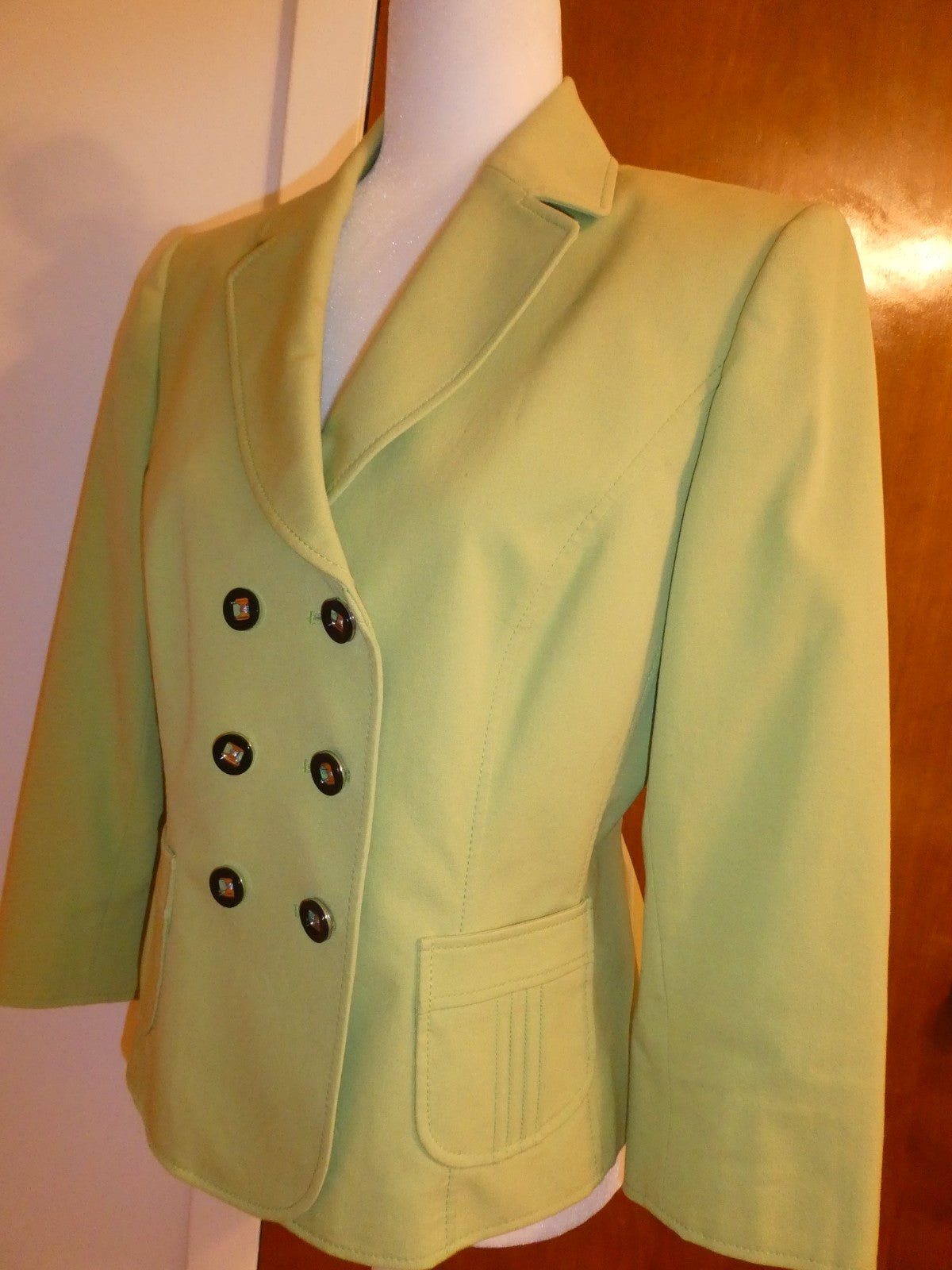 Tahari Arthur S. Levine Women's Blazer Jacket Lime Green Cotton Stretch Size 8