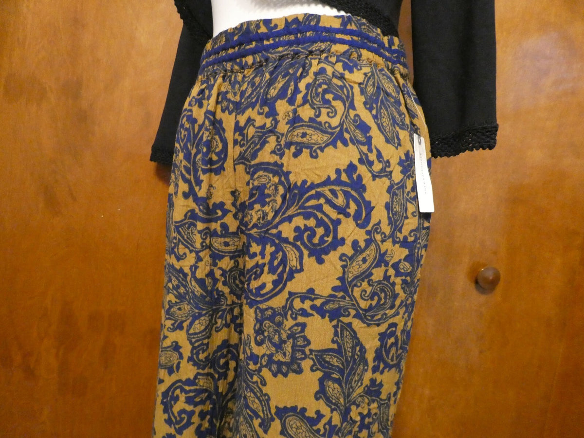 Anthropologie Women’s God/Blue Hei Harem Pull on Drawstring Floral Pants S